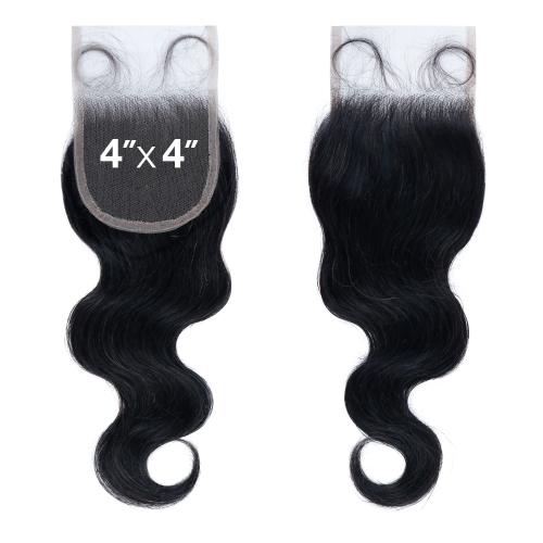 Bobbi Boss Bundle Natural Virgin Human Hair 4X4 HD Lace Closure Body 12"