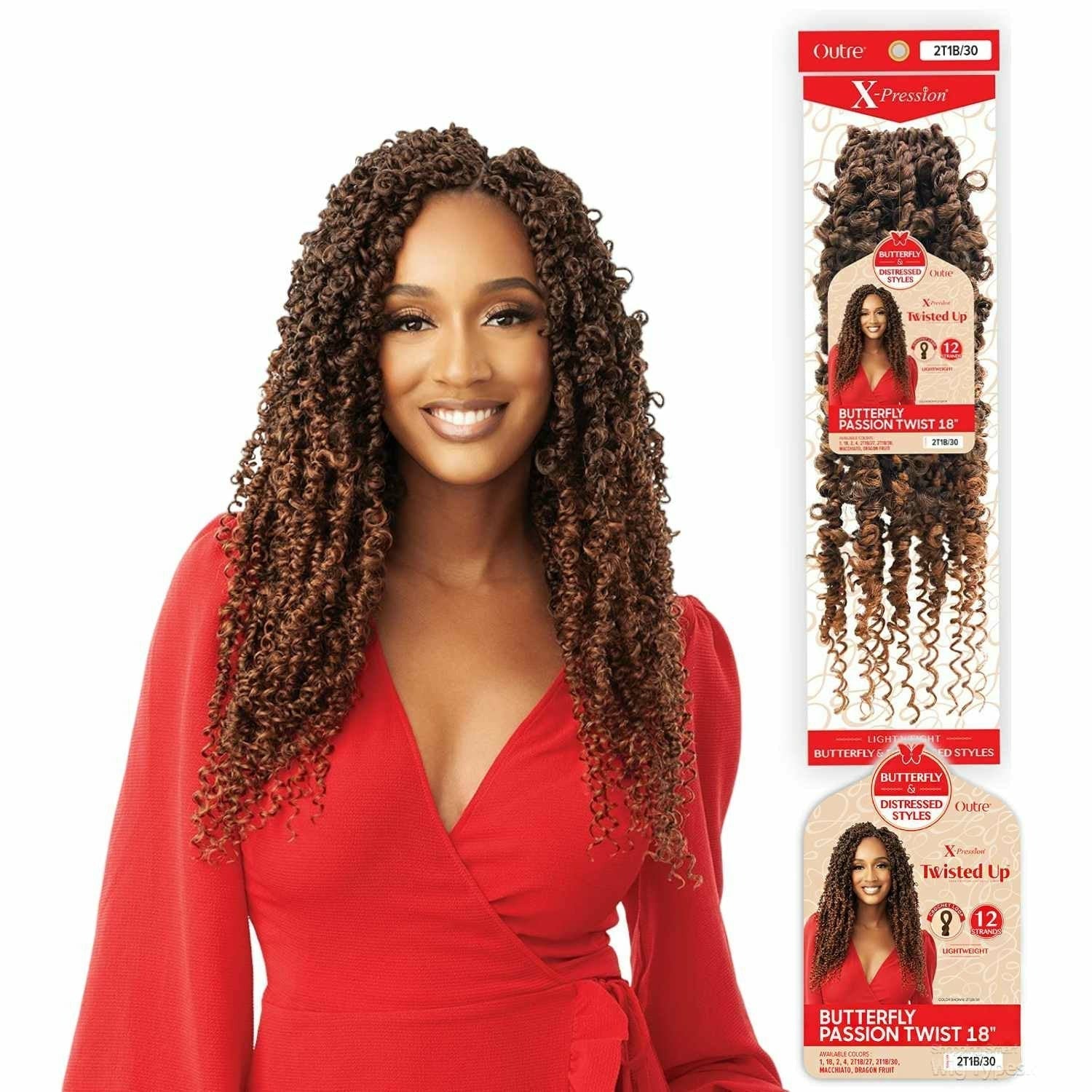 OUTRE: XPRESSION TWISTED UP BUTTERFLY PASSION TWIST 18" CROCHET BRAIDS