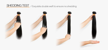 Variety Queen 100% Virgin Remy Human Hair Unprocessed Brazilian Bundle Hair Weave Straight 3Pcs + 2x6 Closure (NATURAL BLACK) (14"+16"+18" with 12")