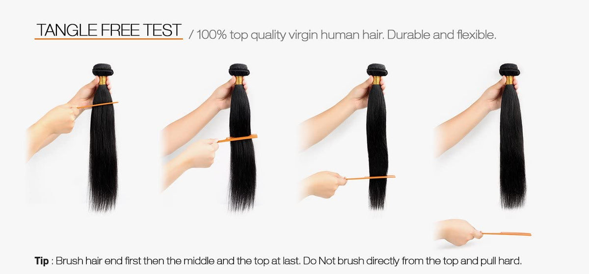 Variety Queen 100% Virgin Remy Human Hair Unprocessed Brazilian Bundle Hair Weave Straight 3Pcs + 2x6 Closure (NATURAL BLACK) (14"+16"+18" with 12")