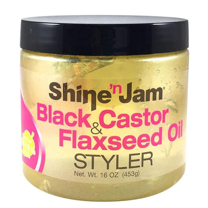 AMPRO Shine N Jam Black Castor & Flaxseed Oil Styler Gel
