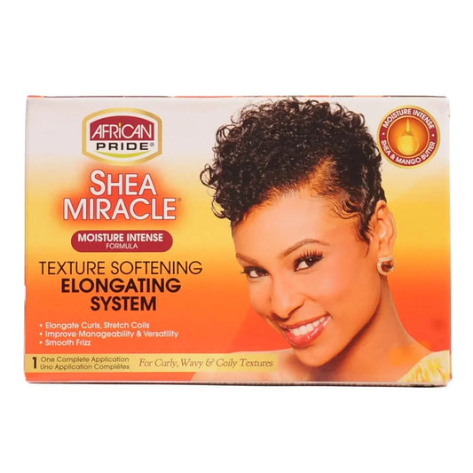 AFRICAN PRIDE - SHEA MIRACLE MOISTURE INTENSE FORMULA - TEXTURE SOFTENING ELONGATING SYSTEM - 1 COMPLETE APPICATION
