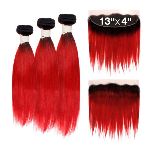 Ali Bundles Unprocessed Brazilian Virgin Human Hair Weave Color Bundles Straight 3Pcs + 13X4 Closure Find Your New Look Today!