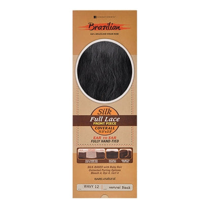 Sensationnel Unprocessed Brazilian Remy Human Hair Weave Bare N Natural 11.5x3.5 Silk Full Lace Front Piece Wavy 12" (Lace Frontal)