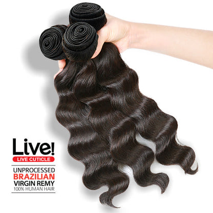 Live! Unprocessed Brazilian Virgin Remy Human Hair Weave Ocean Wave [12"-22"]