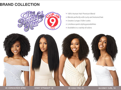 Outre Human Hair Blend Clip on Weave Premium Purple Pack Big Beautiful Hair Clip-In 4C Coily Fro 10" 9Pcs