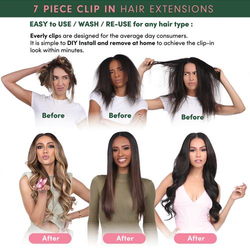Sensationnel Remy Human Hair Weave Everly Butterfly Clip-in Straight 22" (7Pcs)