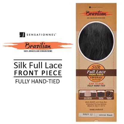 Sensationnel Unprocessed Brazilian Remy Human Hair Weave Bare N Natural 11.5x3.5 Silk Full Lace Front Piece Wavy 12" (Lace Frontal)