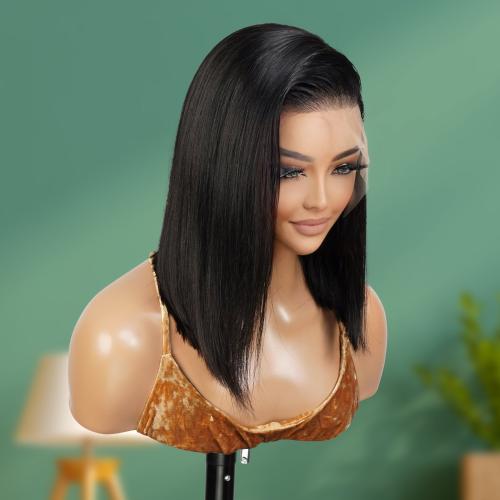 UpScale 100% Human Hair Pre Plucked 13x4 Lace Frontal Wig Bob 12"