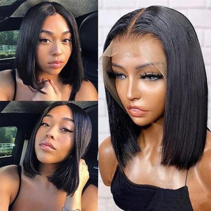 UpScale 100% Human Hair Pre Plucked 13x4 Lace Frontal Wig Bob 12"