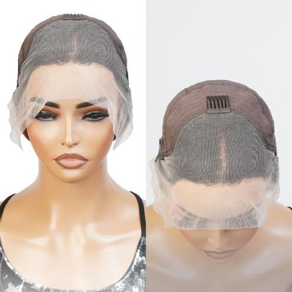 UpScale 100% Human Hair Glueless Pre Plucked 13x4 Lace Frontal Wig Honey Blonde Chunky Highlight Body Wave 24"