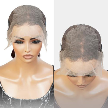 UpScale 100% Human Hair Glueless Pre Plucked 13x6 Lace Frontal Wig Red Blonde Highlight Body Wave 24"
