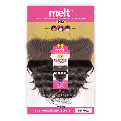 Janet Collection Melt Natural Virgin Remy Human Hair Weave Whole Hand Made 13X5 HD Lace Frontal Closure Body (10-18") (Natural)