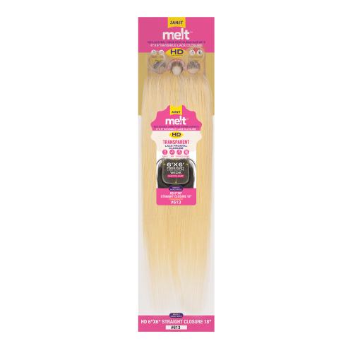 Janet Collection Melt Natural Virgin Remy Human Hair With Whole Hand Made 6X6 HD Lace Frontal Closure Straight 613L (14"-18")