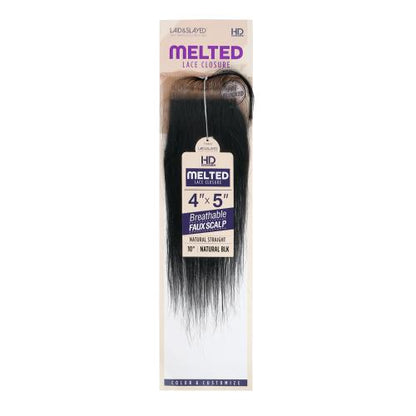 Outre Laid N Slayed Unprocessed Bundle Hair 4X5 HD Melted Lace Closure Natural Straight (10"-16")