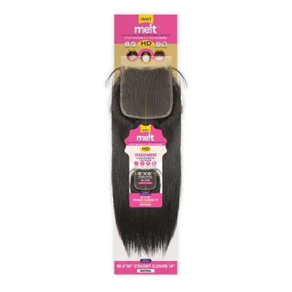 Janet Collection Melt Natural Virgin Remy Human Hair With Whole Hand Made 6X6 HD Lace Frontal Closure Straight (10"-18")