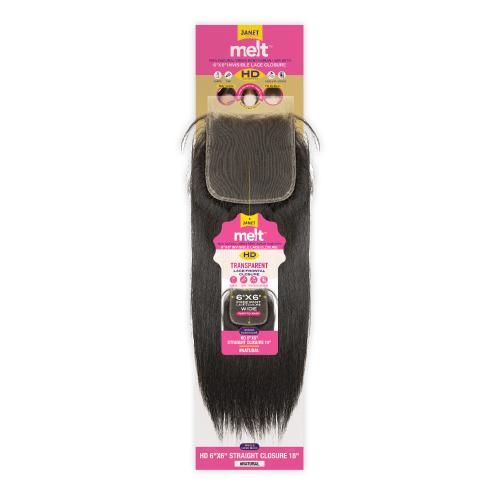 Janet Collection Melt Natural Virgin Remy Human Hair With Whole Hand Made 6X6 HD Lace Frontal Closure Straight (10"-18")