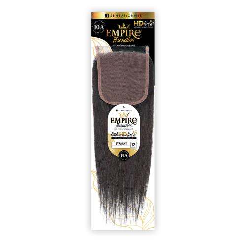 Sensationnel Virgin Human Hair Weave Empire Bundle 4X4 HD Lace Closure 10A Straight (10-18")