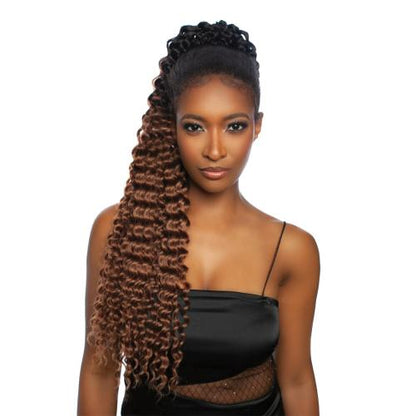 Mane Concept Brazilian Human Hair Blend Mega Crochet Ponytail Drawstring MBCP01 Deep Twist 30"