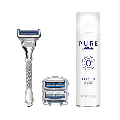 Gillette SkinGuard Men's Razor Handle, 3 Blade Refills + PURE Shave Gel Find Your New Look Today!