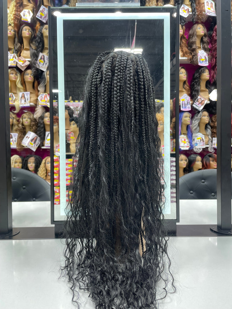 B&B KNOTLESS BRAIDED 100% FULL LACE WIG - TRIANGLE BOHEMIAN BOX BRAID - 32"