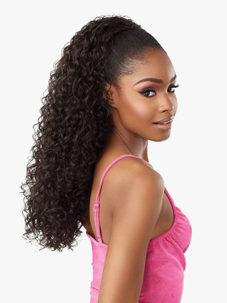 Sensationnel IWD 15 ½ wig, 100% Premium Fiber, Drawstring cap, Half Wig, Heat Resistant Fiber, Instant Drawstring, Ponytails, Updo