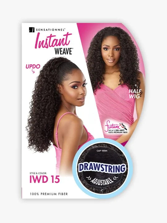 Sensationnel IWD 15 ½ wig, 100% Premium Fiber, Drawstring cap, Half Wig, Heat Resistant Fiber, Instant Drawstring, Ponytails, Updo