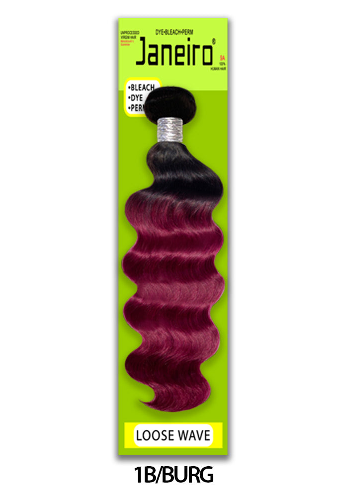 JANEIRO-COLOR LOOSE WAVE [1B/30, 1B/30/27, 1B/BURG] 100% UNPROCESSED VIRGIN HUMAN HAIR