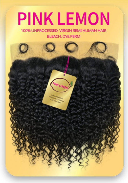 PINK LEMON 13X4 FRONTAL-BOHEMIAN CURL 100% UNPROCESSED VIRGIN REMY HUMAN HAIR