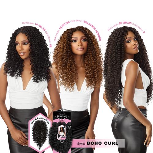 Sensationnel Weave Vice Bundles 3X Multi Pack Boho Curl With 2X5 HD Lace Closure Find Your New Look Today!