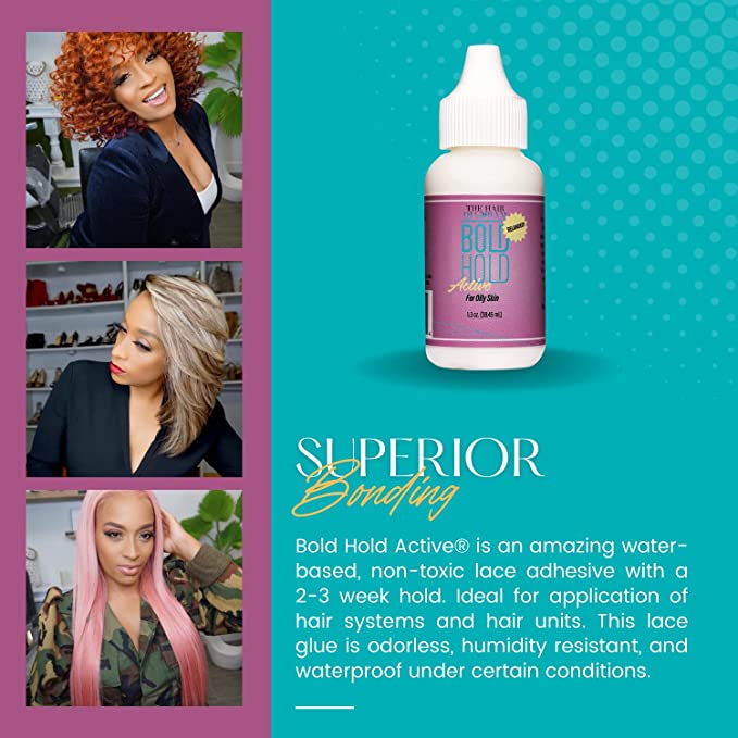 The Hair Diagram - Bold Hold Active Reloaded - Strong Hold Glue for Wigs and Hair Systems - Invisible Bonding - Formulated for Oily Skin - Non Toxic - Humidity Resistant & Waterproof - 1.3oz Find Your New Look Today!