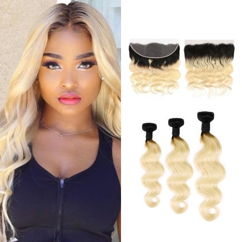 Uniq Hair 100% Virgin Human Hair Brazilian Bundle Hair Weave 7A Body with 13X4 Closure#OT613 Find Your New Look Today!