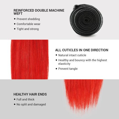 Uniq Hair 100% Virgin Human Hair Brazilian Bundle Hair Weave 7A Straight #OTRED Find Your New Look Today!