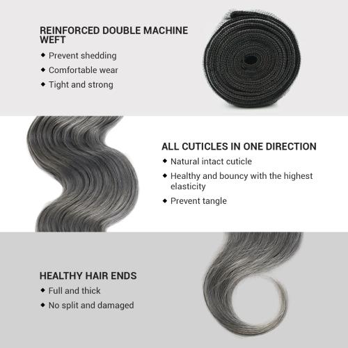 Uniq Hair 100% Virgin Human Hair Brazilian Bundle Hair Weave 9A Body #OTGRAY 3Pcs Find Your New Look Today!