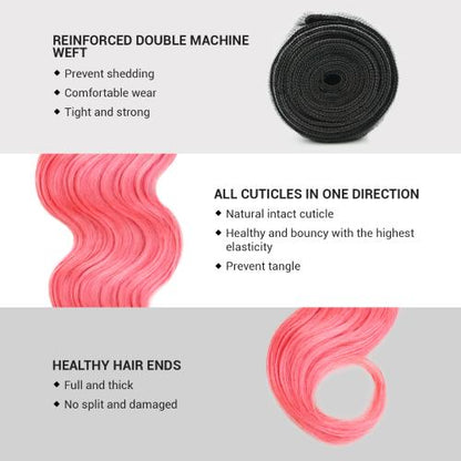 Uniq Hair 100% Virgin Human Hair Brazilian Bundle Hair Weave 9A Body #OTPINK 3Pcs Find Your New Look Today!