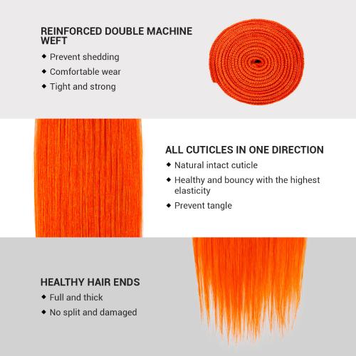 Uniq Hair 100% Virgin Human Hair Brazilian Bundle Hair Weave 9A Straight #ORANGE 3Pcs Find Your New Look Today!