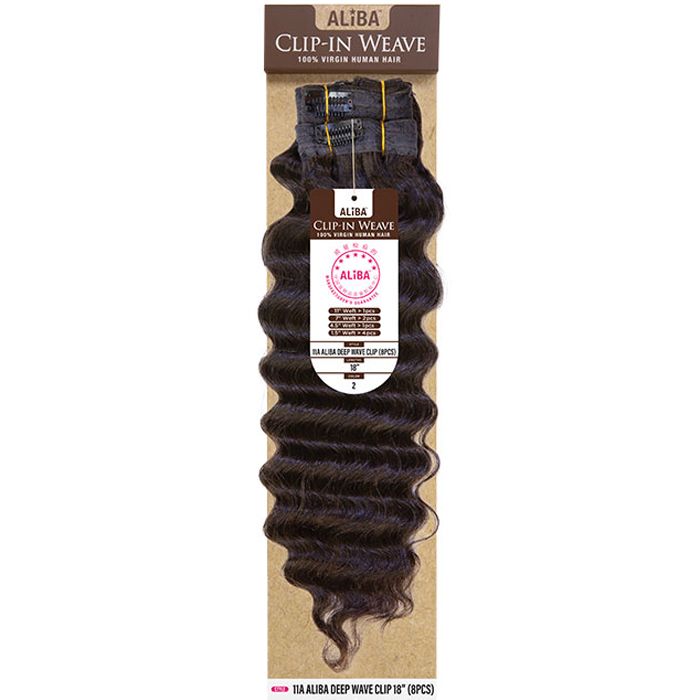 Janet Collection 100% Human Hair 11A Aliba Deep Wave 8pcs Clip-In Weave 18 - Hollywood Beauty STL