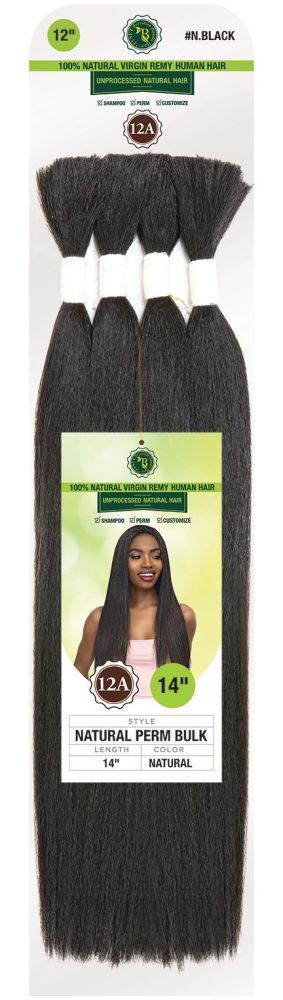 Janet Collection 100% Natural Virgin Remy Human Hair Weaving 12A NATURAL PERM BULK 12